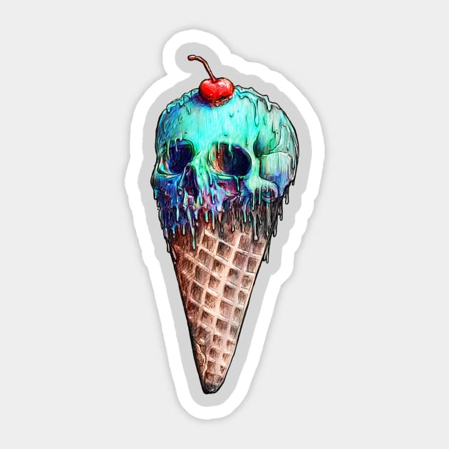 Ice Cream Skull Sticker by nicebleed